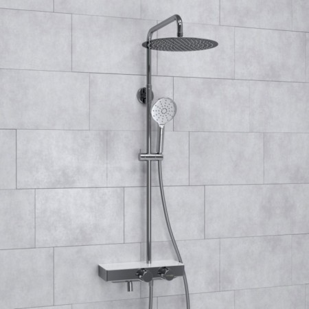 The shower system wasserkraft a113.116.127.ch thermo, tropical shower, thermostat, chrome-1