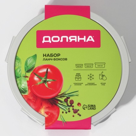 Набор ланч - боксов Доляна, 3 шт, 500 мл, 1 л, 1,9 л, цвет серый-7