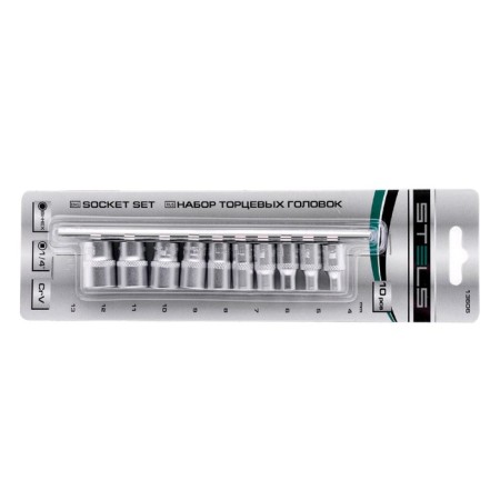 Set of end heads Stels 13606, 1/4 ", twelve-sided, CRV, 4-13 mm, 10 pcs.-3