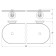 Shelf with holders, width 60 cm, glass, chrome, gold