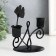 Summary Metal for 2 candles "Sheet ginkgo and curl" D-2.5 cm black 11.8x9x13 cm