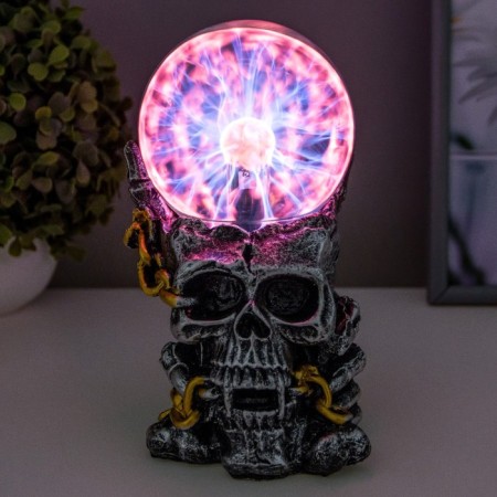 Plasmic ball Polystone "Skull with a chain" 19x11x10 cm Risalux-2
