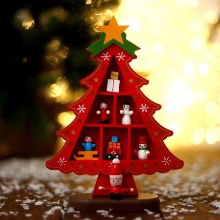 New Year's souvenir "Christmas tree with cells for gifts", 14.5 × 19.5 cm, red-1