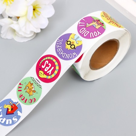 Stick Paper "Motivating animals" d = 2.5 cm 500 pcs in a roll 3x6x6 cm-4