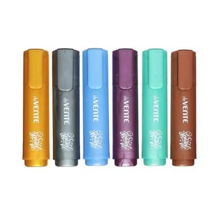 A set of textbook markers 6 colors, 5.0, Devente Sparkle Metallic, with sparkles, mowed-2