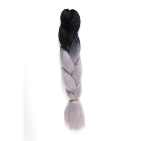 Zumba Kanecalon two -tone, corrugated, 60 cm, 100 g, black/ashen color (#by33)-4