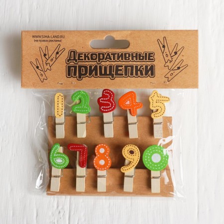 Set of decorative clothespins "Figures and signs" set of 10 pcs.-1