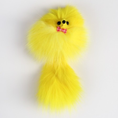 A mouse made of natural fur, up to 11 cm with a tail, yellow-1