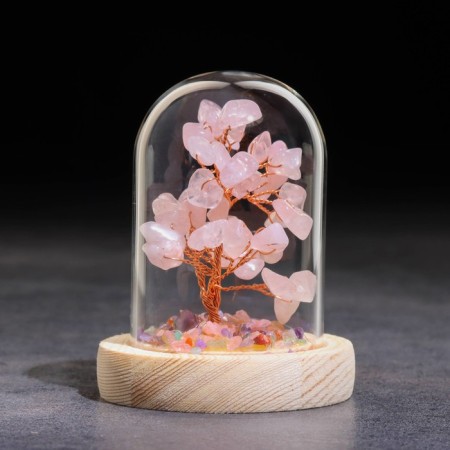 Souvenir in the dome "Tree of love. Pink quartz", natural stone, 10 x 7 cm-1
