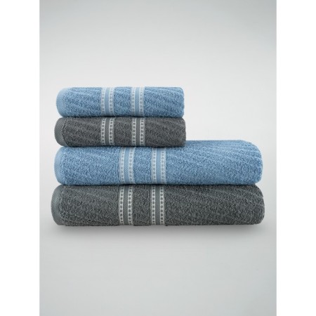 A set of tanks of terry Grey & Blue, size 50x80 cm-2 pcs, 70x130 cm-2 pcs, multicolor-1
