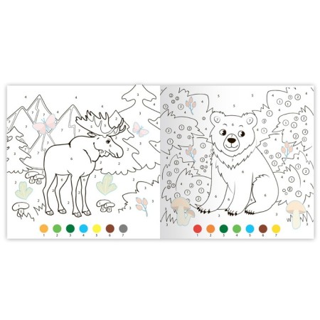 Coloring on numbers with stickers "Forest animals", 16 p.-2