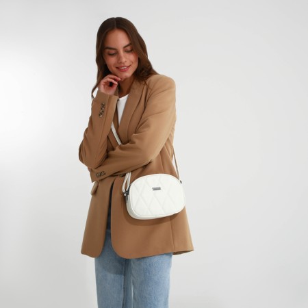 Bag Women's Cross-Bodi with a zipper, white color-6