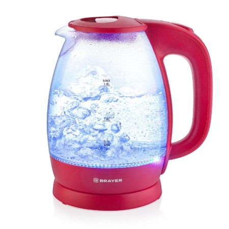 Electric kettle Brayer BR1045RD, glass, 1.8 l, 2200 watts, auto shutdown, red-2