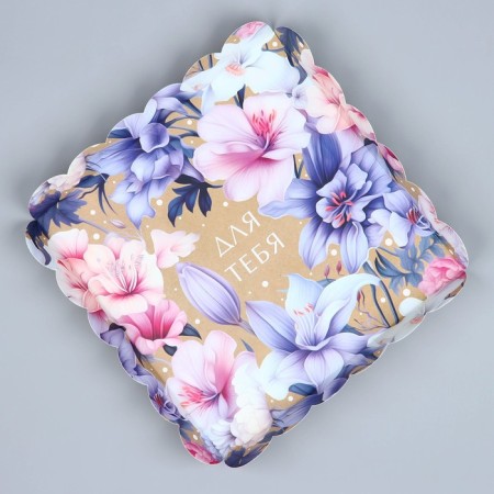 Cookie box, confectionery packaging with PVC lid, “for you”, 21 x 21 x 3 cm-4