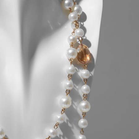 Beads with pearls "Galance" ball No. 8.10, white color in gold, l = 80 cm-1