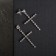 Earrings with rhinestones “crosses” with divisions, white color in silver