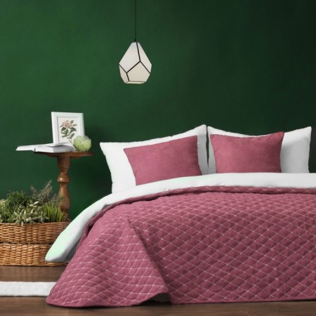 Bedspread with pillowcases "Tina", size 160x230 cm, pink color