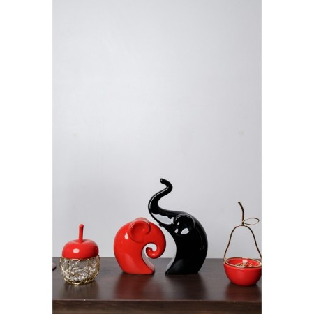 Souvenir Ceramics "Elephants Red and Black" set 2 pcs 12x12 22x13 cm-7