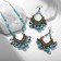 Set 2 objects: earrings, necklace "India", blue color in black silver, 32 cm