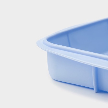 Baking uniform "Square", silicone, 22 × 23 × 3.5 cm, internal size 20 × 20 cm, blue color-5