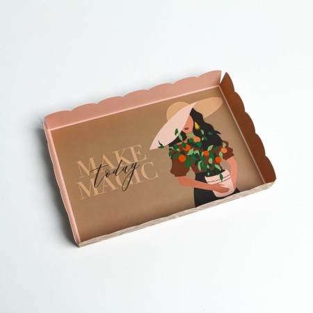 Cookie box, confectionery packaging with PVC lid, Make Today Magic, 22 x 15 x 3 cm-3