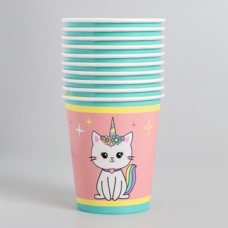 A single -single paper glass "Rainbow Cat", 250 ml-1