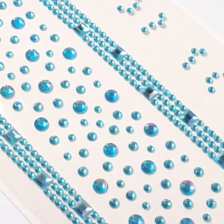Stick plastic rhinestones "Square road" Blue 22.5x11.5 cm-2