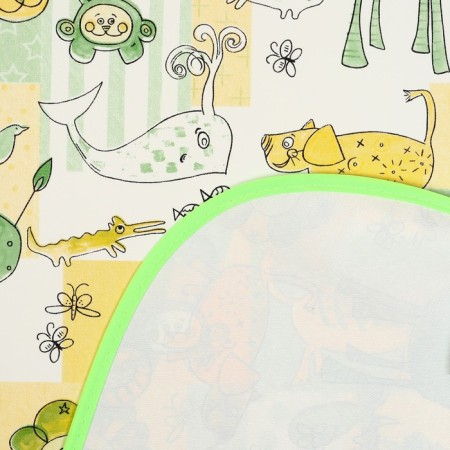 Adhesive oilcloth "Cartoons" 70x100cm., On an elastic band, with a edging, yellow/green color-2