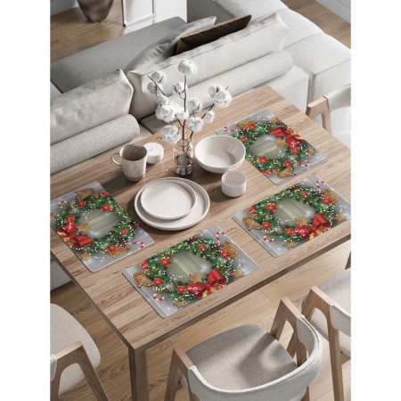 A set of napkins for setting the New Year's Bells table, rectangular, rounded edges, size 30x46 cm, 4 pcs