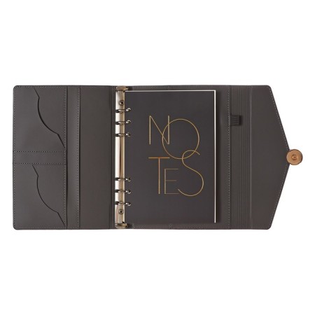 Organizer on the rings A5, 80 sheets, leatherette, with a valve, a line, with a handle, in a gift box, black and gray-5