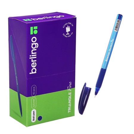 Ballpoint pen Berlingo "Tiangle Fine", 0.3 mm, flu, blue, trihedral