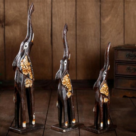 Souvenir tree (set 3 pcs) "Elephants trunks up stars on the ears" 35x24x5 cm mix-13