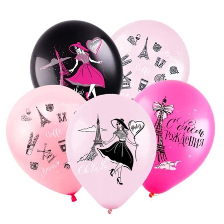 Shar Latex 12 "" With DR! Paris ", pastel, 2-sided, set of 100 pcs., Mix