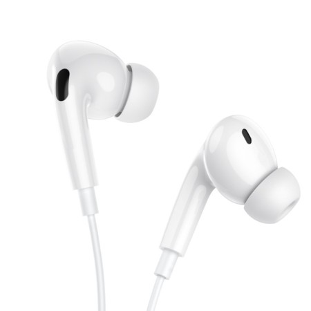 Hoco M101 PRO headphones, wired, vacuum, microphone, 1.2 m, white