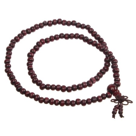 Decoration in the car interior, "node of happiness", 108 beads, wood, dark cherry