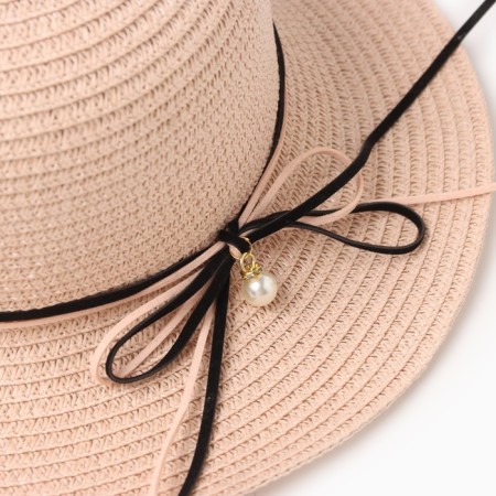 Women's hat with bowing minaku pink color, rr 56-58-2