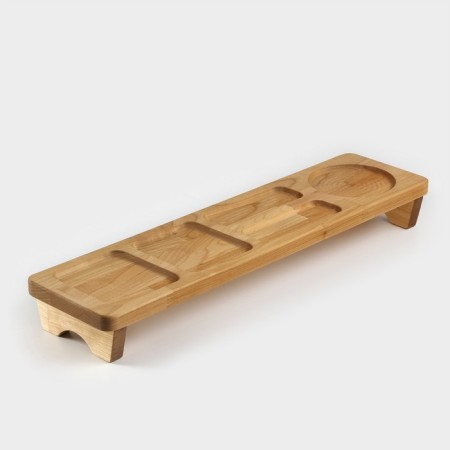 Table - an organizer for serving with handles and on the legs of ADELICA, 54.5 × 14 × 6 cm, birch