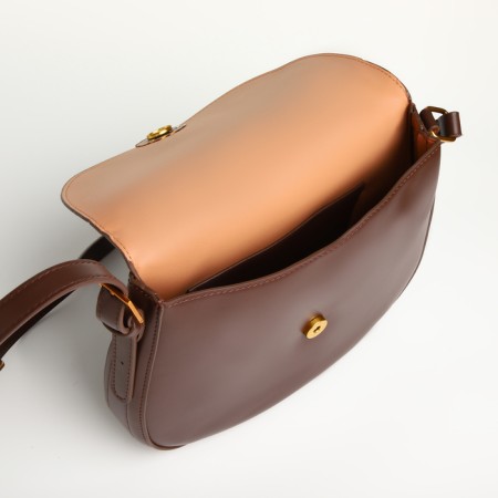 Women's bag on the Textura valve, medium size, brown color-7