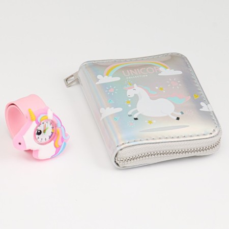 Children's gift set for girls "Unicorn" 2 in 1: Watch, wallet-1