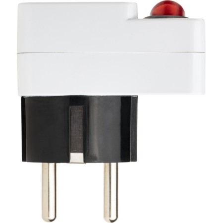 Adapter with a button, in the euro and the Asian fork, s/s, 16a, 230V, 3680W, IP20, white, 26956 4,-5