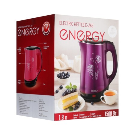Electric kettle Energy E-265, plastic, flair, 1.8 l, 1500 watts, purple-10
