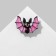 Brooch "Halloween" bat, a matte black-pink color in gray metal