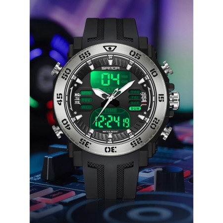 Electronic watch watches, D-5.3, alarm clock, calendar subvite, silicone strap, black-1