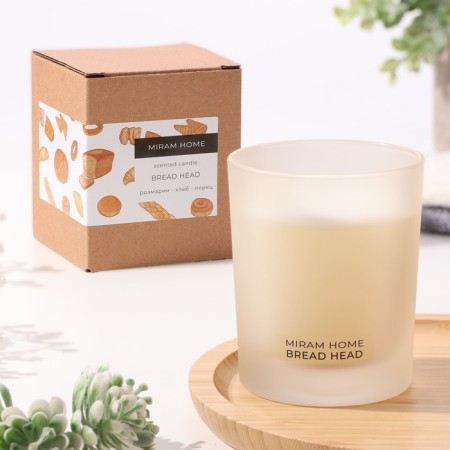 Aromatic candle in the glass "Bread Head", bread, pepper, rosemary, 200 g