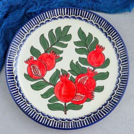 Largan Rishtan ceramics "Grenates", 36 cm, blue border-1