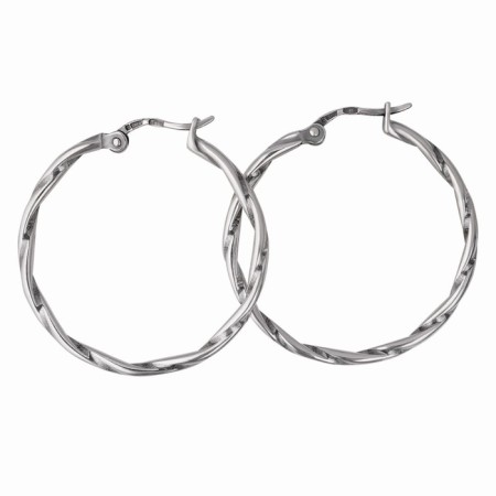 Ring Earrings "Washed" d = 3.2 cm, vine, silvering with oxidation