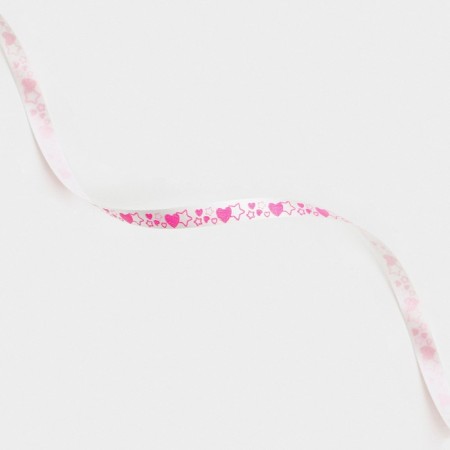 Packing plastic tape "Hearts and stars", white, 0.5 cm x 200m-2