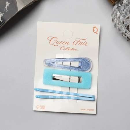 Invisibility for hair "Florence Paints" (set 4 pcs) 5.5 cm, blue