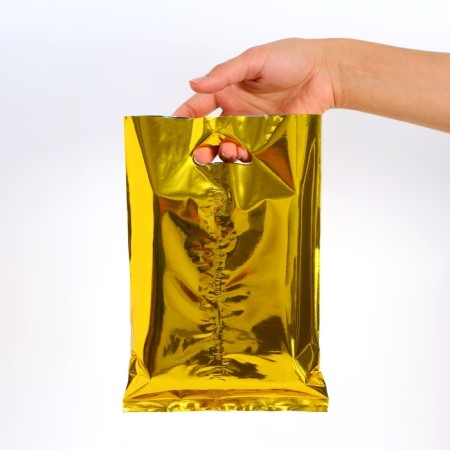 Gift, metallized, gold 17x25 cm package, 20 microns 10 pcs set-1