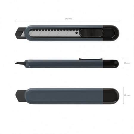 Chancellery knife 18mm, Erichkrause "Butterfly Classic", with automatic fixation of the blade, gray-1